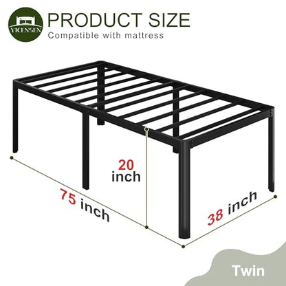 Yicensen 20 Inch Twin Bed Frames Rounded Corner Legs Heavy Duty Platform Twin Metal Bed Frame for Kids, Easy Assembly, Noise Free, No Box Spring Needed, Black. - size: Twin, style: 20 Inch