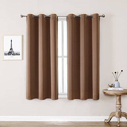 ChrisDowa Room Darkening Curtains for Bedroom and Living Room 40 Inch Long | 2 Panels Set, Thermal Insulated, Noise Reducing, Grommet, Blackout, Window Treatment Drapes, Cappuccino, 29 x 40 Inch - color: Cappuccino, size: 29"W x 40"L (Pack of 2)