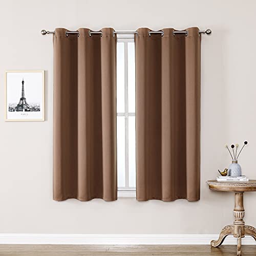 ChrisDowa Room Darkening Curtains for Bedroom and Living Room 40 Inch Long | 2 Panels Set, Thermal Insulated, Noise Reducing, Grommet, Blackout, Window Treatment Drapes, Cappuccino, 29 x 40 Inch - color: Cappuccino, size: 29"W x 40"L (Pack of 2)