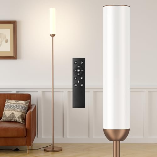 LED Floor Lamp with Remote Control, Foot Switch, Brown | Stepless Adjustable 3000K-6500K Colors,30-100% Brightness,Memory functions,14.5W light power,Standing lamp,Bedrooms,Office - color: Brown, size: 65 inches
