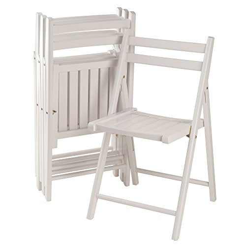 Winsome Robin Folding Set White Chair, Medium, 4-PC | Convenient & Lightweight Portable Kitchen & Dining Chairs for Small Homes & Apartments, Indoor & Outdoor Foldable Seating - color: White