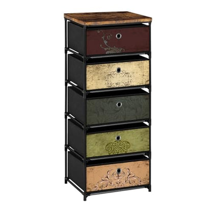 VASICAR Nightstand with 5 Drawers, Clothes Storage Organizer, Small Fabric Dresser for Bedroom, Closet, Entryway, Hallway, Nursery, Dorm - size: 12.6"D x 16.5"W x 40.9"H (5 Drawers)