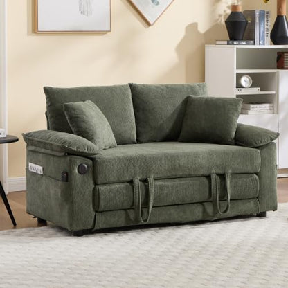 3-in-1 Convertible Sofa Bed | Foldable Loveseat Couch Floor Futon Sofa Sleeper Mattress Lounge Space‑Saving, Green - color: Green