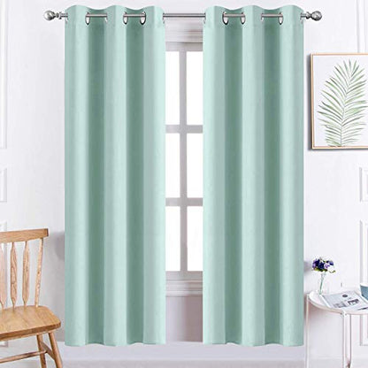 Yakamok Blackout Curtains 38x72 inch Aqua Thermal Drapes-Bedroom | 2 panels,room darkening,thermal insulated,noise reducing,privacy protection,grommet window treatment,living room study dining - color: Aqua, size: 38"W x 72"L (Pack of 2)