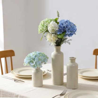 White Ceramic Vase Set of 3, Rustic Vase for Farmhouse Shelves Waterproof | Farmhouse Vases for Pampas Grass & Dried Flowers, Rustic Vase for Table Bookshelf, Living Room - color: 3pcs-crack White