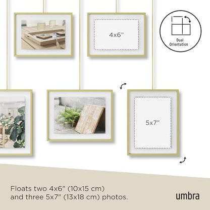 Umbra Exhibit Adjustable Photo Display – DIY Collage Set Mounts in Various Layouts Horizontally at Different Angles - Holds 5 Picture Frames for Photos, Prints, 4 by 6 inch and 5 (Pack of 3) - size: Pack of 3