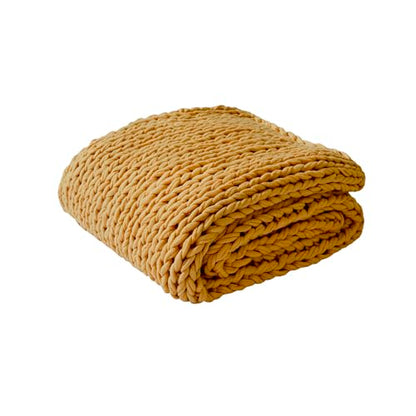 Madison Park Chunky Double Knit All Season Throw Blanket, 50 x 60, Yellow | Ultra Soft, Acrylic, Cozy Warmth for Sofa or Bed, Lightweight, Boho, OEKO-TEX Certified - color: Yellow