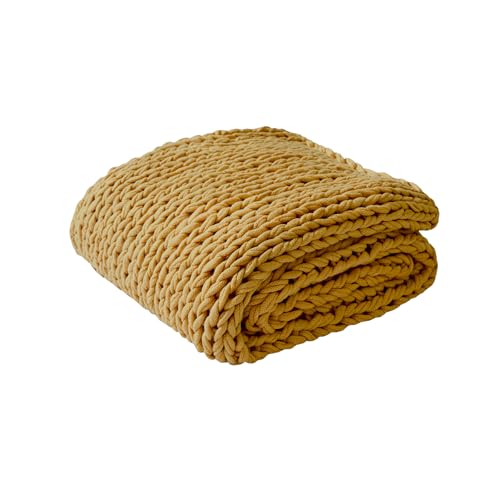 Madison Park Chunky Double Knit All Season Throw Blanket, 50 x 60, Yellow | Ultra Soft, Acrylic, Cozy Warmth for Sofa or Bed, Lightweight, Boho, OEKO-TEX Certified - color: Yellow