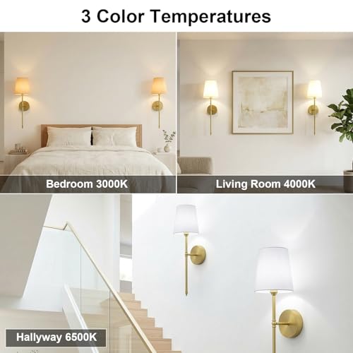 Wall Sconces Set of Two, Battery Operated Rechargeable Wireless Sconces Wall Decor with Remote, RGB Dimmable Wall Lamp for Bedroom Living Room Hallway (Gold) - color: 23.8 inch-Gold