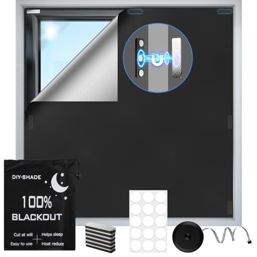 100% Magnetic Black Out Window Cover 39" x 58" Blackout Blinds No Drill, Portable Black Out Shades Blackout Curtains for Bedroom,RV,Nursery,Media Room with Strong Magnets - color: 39" X 58"