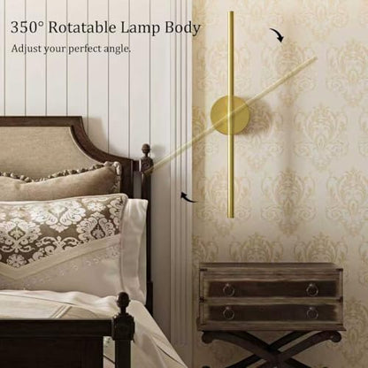 32" Battery Operated Wall Sconce Set of 2, 350° Rotating Lamp, Gold | Wireless, 8000mAh Rechargeable Battery, Stepless Dimming, 3000K-6000K, Remote & Touch Control, Timer, Living Room, Bedroom - color: Gold, size: 32 Inch (2 Pack)