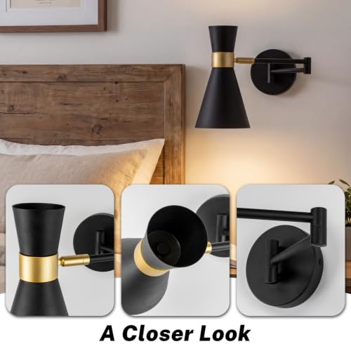 OSYNNIQ Wall Sconce Light with Adjustable Swing Arm for Bedside Reading (Style 2) - size: STYLE 2
