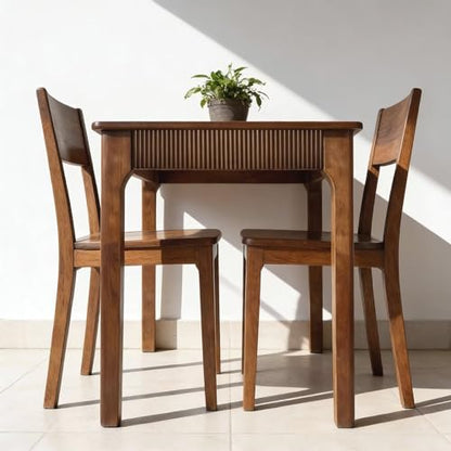 31.5" Solid Wood Dining Room Table, Rectangular Kitchen Real Wooden Table | 2 Person Modern Farmhouse Mid Century Fluted Design Furniture Desk for Home,Small Space,Apartment,Living Room Walnut - color: Walnut, size: 31.5" L x 25" W x 29" H