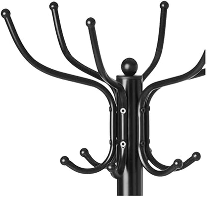 Tangkula Coat Rack Freestanding, 75 Inch Heavy Duty Metal Hanger Stand with Umbrella Holder, Entryway Hat Jacket Hanger with 12 Hooks for Scarf Crutch Bag, Standing Coat Tree Rack (Black)