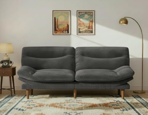 Amada 66 inch 3-in-1 Convertible Futon Sofa Bed, Gray | Adjustable backrest and armrests, strong wood legs and frame, loveseat for compact apartments and offices - color: Grey, size: 66 Inch