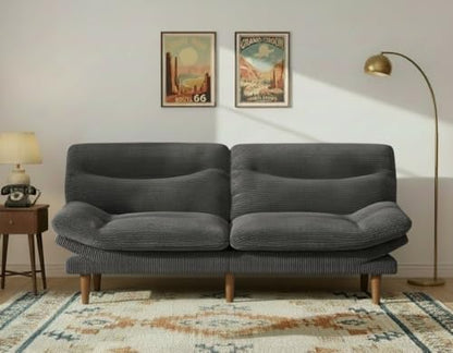 Amada 66 inch 3-in-1 Convertible Futon Sofa Bed, Gray | Adjustable backrest and armrests, strong wood legs and frame, loveseat for compact apartments and offices - color: Grey, size: 66 Inch