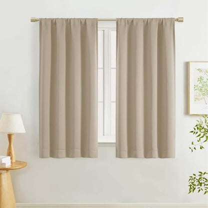 Biscotti Beige Curtains for Bedroom 54 Inch Length 2 Panels, Room Darkening Living Room Curtains, Rod Pocket Thermal Insulated Window Treatments, Each Panel 40" W x 54" L - color: Biscotti Beige, size: 40"W x 54"L (Pack of 2)