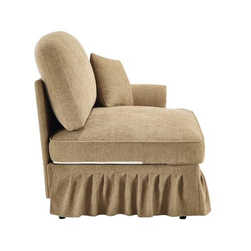 Modular Sofa with Ottoman & Pillow: Space Saving Sectional Couch for Small Apartments - Chenille Fabric Convertible Sofa Bed & Lounge Chair for Studio Living Rooms & Home Office