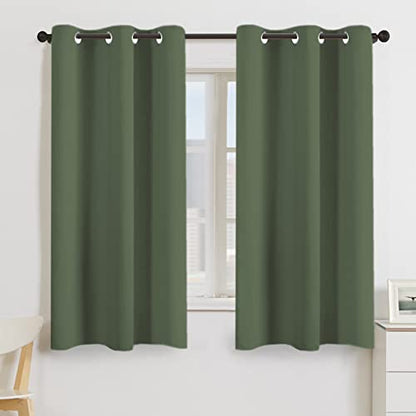 Turquoize Solid Blackout Drapes, Room Darkening, Themal Insulated, Grommet/Eyelet Top, Nursery/Living Room Curtains Each Panel 42" W x 63" L (Set of 2 Panels), Bronze Green - color: Bronze Green, size: 42"W x 63"L (Pack of 2)