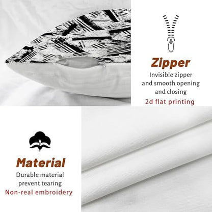Stripes Throw Pillow Covers Set of 2, Modern Abstract Brush Patterns Texture None Black Soft Velvet Washable Square Pillow Cases for Home Bedroom Living Room Sofa Couch Decor 28x28 Inch - size: 28" x 28" (Pack of 2)