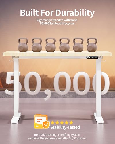 BIZUM Standing Desk Electric Adjustable Computer Desk-Stand up Desk Office Gaming Home Office Memory Desks 48x24 inches Maple - color: Maple, size: 47.2*23.6 Inch