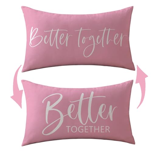 ULOVE LOVE YOURSELF Better Together Lumbar Throw Pillow Cover Romantic Couple Reversible Decorative Pillowcase12''x20'' Double-Sided Print Cushion Cover for Bed/Sofa (Pink) - color: Pink