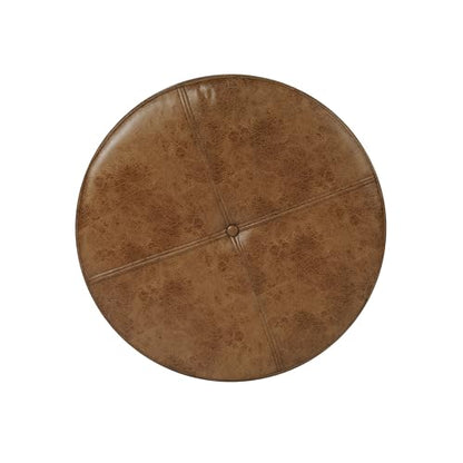 HomePop 24" Large Leatherette Storage Ottoman - Distressed Brown Faux Leather - color: Distressed Brown Faux Leather