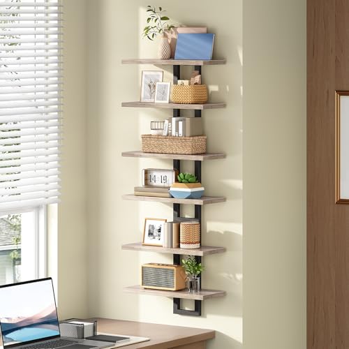 HOOBRO Floating Shelves, 15 Inch Wall Shelf Set of 3, Wall Mounted Storage Shelves 2-Tier, Hanging Bathroom Shelves, for Living Room, Bedroom, Bathroom, Kitchen, Greige and Black BG32BJP301 - color: Greige + Black