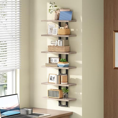 HOOBRO Floating Shelves, 15 Inch Wall Shelf Set of 3, Wall Mounted Storage Shelves 2-Tier, Hanging Bathroom Shelves, for Living Room, Bedroom, Bathroom, Kitchen, Greige and Black BG32BJP301 - color: Greige + Black