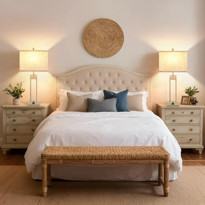 Extra Large 25.5" Nightstand Table Lamps for Bedrooms Set of 2, Bedside Lamp with USB C+A, Colors Changeable Living Room Lamp, Modern Night Stand Lamps for Bed Side Reading, Antique White - color: Antique White