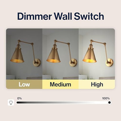 JONATHAN Y Rover 1-Light Wall Sconce 7", Brass Gold, Set of 2 | Adjustable Arm, Hardwired Bedside Reading Swing Arm, Farmhouse Cone Shade, Metal Hardwired Indoor Fixture, LED Bulbs Included - color: Brass Gold, size: Set of 2
