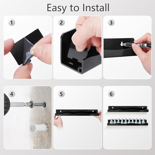 Nail Polish Wall Rack, 6-Shelf 15-Inch Black Acrylic Nail Polish Shelves with Removable Ends – Multi-Purpose Shelf for Essential Oils, Cosmetics Storage and Display for Salons and Bathrooms - color: Black