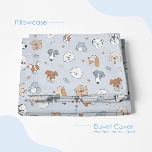 SANDJEST Dog Duvet Cover Sets Full Size for Kids Boys Girls, Incude 1 Polyester Comforter Cover 80x90 Inches and 2 Pillowcases 20x26 Inches, Comforter Not Included, Gift for Christmas Birthday - color: Dog, size: Full