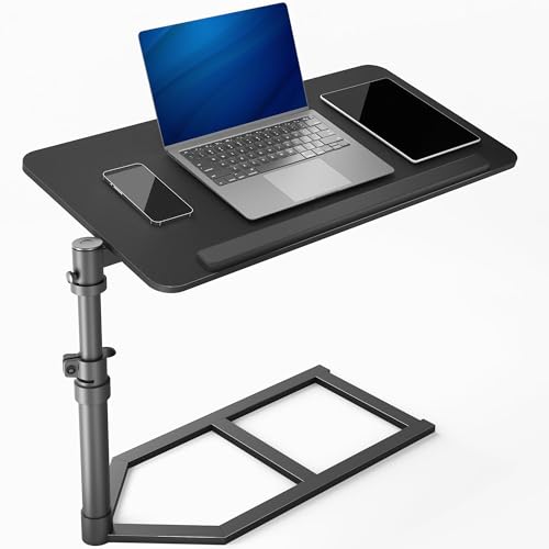 Height Adjustable Under Mattress 30 inch Bedside Desk, Works with Lofts and Beds Without Frames, Tilting Desktop, Fits Laptops, Books, and More, Black - size: 30"