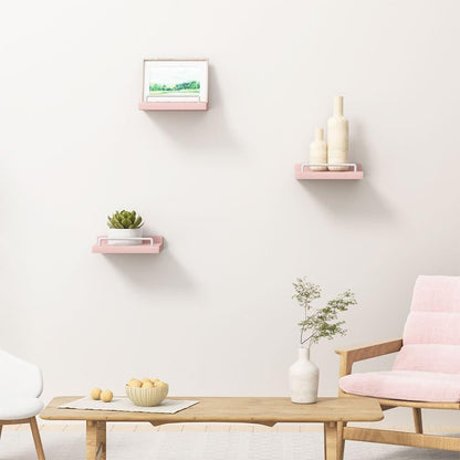 RYOFOBETTO Small Floating Shelf, 6X6 Inches Farmhouse Wall Shelves for Living Room, Bedroom, Picture Frames, Plants, Kitchen, Set of 3 (Pink and White) - color: Pink and White, size: 6"