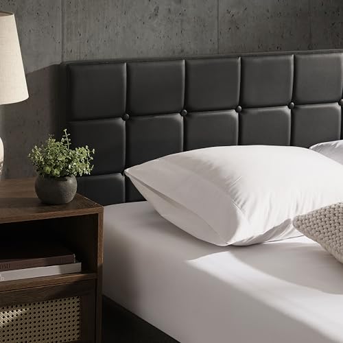 Hearth & Harbor Twin Headboard Only, Button Tufted Headboards, Upholstered Bed Headboard, Wall Mounted, Adjustable Height 34”-42”, Modern Headboard Twin Size, Black - color: Black, size: Twin/Twin XL