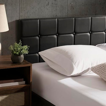 Hearth & Harbor Bed Headboard Queen Size, Button Tufted Queen Headboard Only, Modern Upholstered Headboards, Wall Mounted, Adjustable Height 34”-42”, Black - color: Black, size: Queen