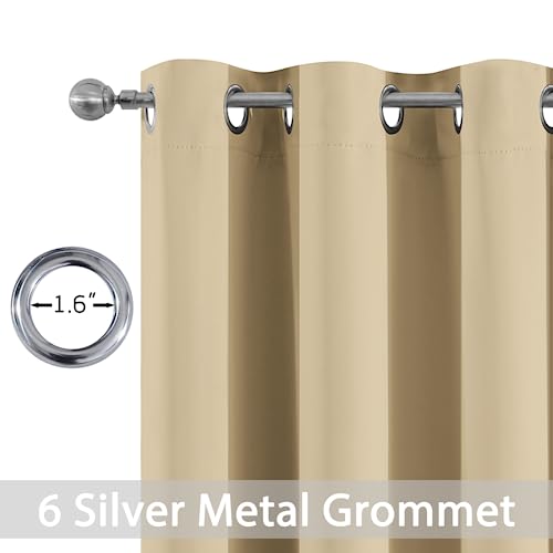Yakamok Blackout Curtains 38x72 inch Beige Thermal Drapes-Bedroom | 2 panels,room darkening,thermal insulated,noise reducing,privacy protection,grommet window treatment,living room study dining - color: Beige, size: 38"W x 72"L (Pack of 2)
