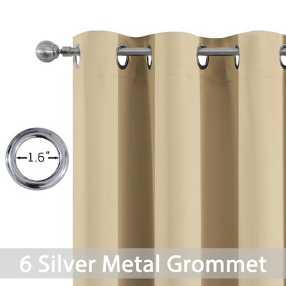 Yakamok Blackout Curtains 38x72 inch Beige Thermal Drapes-Bedroom | 2 panels,room darkening,thermal insulated,noise reducing,privacy protection,grommet window treatment,living room study dining - color: Beige, size: 38"W x 72"L (Pack of 2)