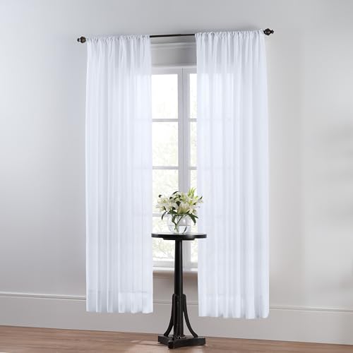 Thermoregulating Semi-Sheer Curtains – Energy-Saving Privacy Panels with UV Light Deflection, Heat & Cold Insulation (White, 84L x 59W, Single Panel) - color: White, size: 59"W x 84"L (Pack of 1)