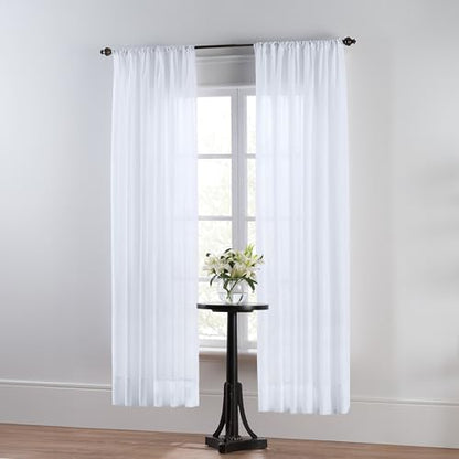 Thermoregulating Semi-Sheer Curtains – Energy-Saving Privacy Panels with UV Light Deflection, Heat & Cold Insulation (White, 84L x 59W, Single Panel) - color: White, size: 59"W x 84"L (Pack of 1)