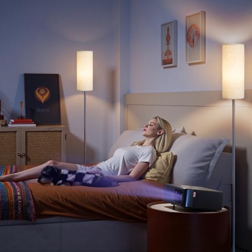 Set of 2 Slim Floor Lamps for Living Room with 2 Magnetic Remotes and Foot Switch, Dimmable Standing Lamp Mood for Bedroom Nursery, 3 Color Temperatures, 1-Hour Timer, 900LM Bulb Included, Beige Shade - color: 2 PACK Beige