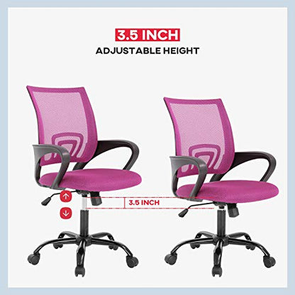 Office Chair Desk Chair Computer Chair Ergonomic Executive Swivel Rolling Chair with Lumbar Support,2 Pack - color: Pink, size: 2 Pcs