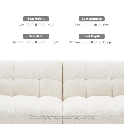 mopio 76.4" Futon Sofa Bed Tufted Styled, Sleeper Couch (Pearl White Boucle) - color: Aaron, Pearl White Boucle