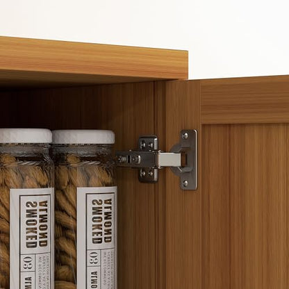 HOMCOM 63" 2-Door Kitchen Pantry 5-Tier Teak Wood Grain | Freestanding Storage Cabinet, Shelving, 2 Adjustable Shelves, for Dining Room - color: Teak Wood Grain