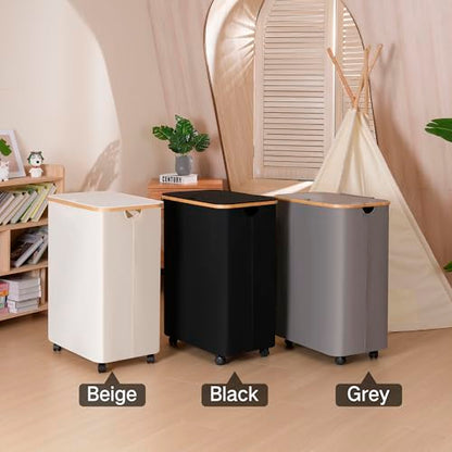 IEGrow Laundry Hamper with Lid,160L Laundry Basket with 3 Mesh Bags,Black | Dirty Clothes Hamper Basket with Bamboo Handle for Clothes Towels - color: Black, size: 160L