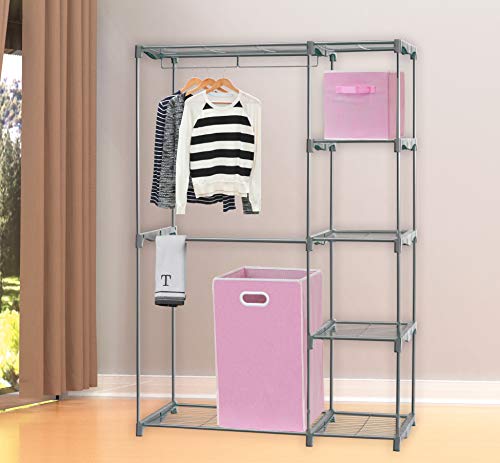 Simple Houseware Foldable Closet Laundry Hamper Basket, Pink - color: Pink