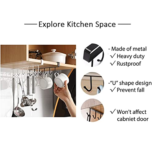 3 Pack Black Under Cabinet Mug Holder, Cup Rack For 1 Inch Shelves | Save Cabinet Space By Hanging Mugs Under Shelves, Keeping Cups Organized And Easy To Access - color: b- 3pcs Black