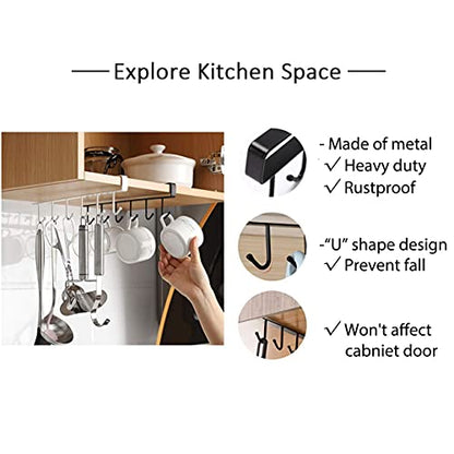 3 Pack Black Under Cabinet Mug Holder, Cup Rack For 1 Inch Shelves | Save Cabinet Space By Hanging Mugs Under Shelves, Keeping Cups Organized And Easy To Access - color: b- 3pcs Black