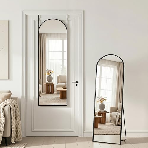 Antok Full Length Over-the-Door Hanging Mirror - Freestanding Wall Mount Leaning Body Mirror for Bedroom Living Room Entryway, 48" L x 14" W, Black - color: Black, size: 48"L x 14"W
